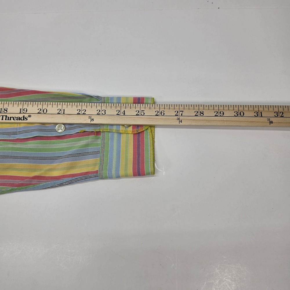 Arnold Zimberg Hollywood Mens Medium Multicolor Striped Button Up Shirt Retro Co - Picture 8 of 9
